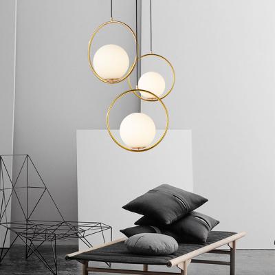 China ModernNordic Industrial Chandeliers Led Simple Head Modern Personality Glass Ball Restaurant Table Bar Lamp for sale