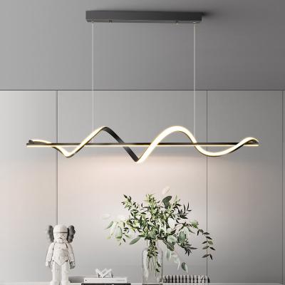 China Wavy line bar table lamp Nordic lamp modern restaurant LED creative minimalist chandelier for sale