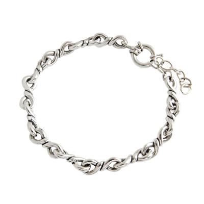 China OEM 925 Sterling Silver Vintage Personality Initial Chain Bracelet Bangle For Women Anklet for sale