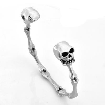 China Retro Popular Men's Jewelry Bangle Bracelet Stainless Steel Punk Skull Cuff Bracelet Bangle for sale