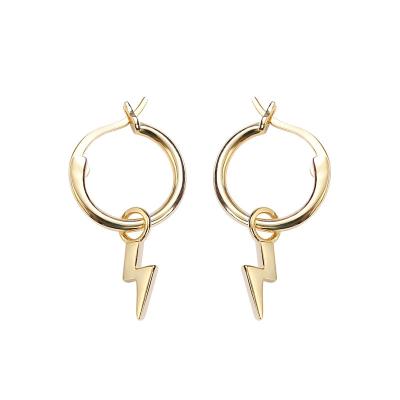 China FASHIONABLE Minimalist 18K Gold Plated Creative C-Shaped 925 Sterling Silver Circle Earrings Lightning Female Circle Earrings for sale