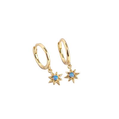 China FASHIONABLE Elegant Jewelry 925 Sterling Silver Anise Star Opal Hoop Earrings For Women Girls for sale