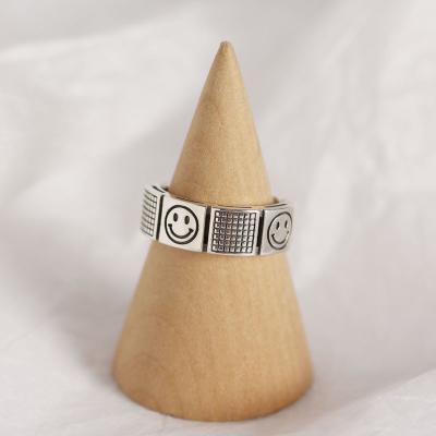 China Trendy Latest Fashion Open Face Chessboard Jewelry Smile Resizable Ring For Women for sale