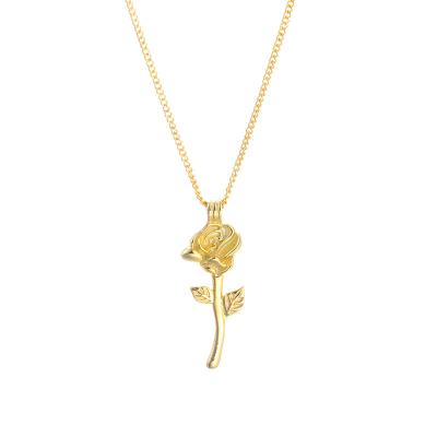 China New FASHIONABLE Personality 18K S925 Gold Plated Sterling Silver Rose Pendant Necklace for Women for sale