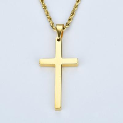 China Wholesale High Quality Hiphop 18K Gold Plated Stainless Steel Cross Pendant Necklace For Men And Women for sale