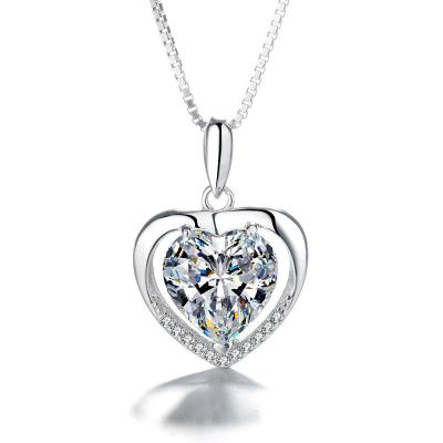 China Wholesale FASHIONABLE Women's Sterling Silver Lovely Heart Shaped CZ Diamond Pendant Gift Jewelry 925 for sale