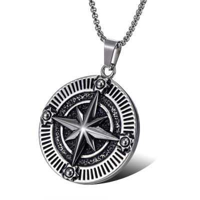 China Viking Titanium Steel Pendant Compass Old Men's Pirate Craft Stainless Steel Pendant for sale