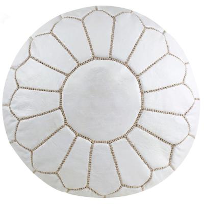 China Foldable Factory Customized White Leather Moroccan Pouf Round Ottoman for sale