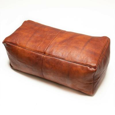 China Hand-stitched Foldable Rectangular Ottoman Cover Living Room Furniture Home Ottoman Double Seats Moroccan Pouf Ottoman Pouf Modern for sale