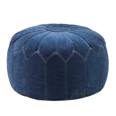 China Foldable Floor Pouf Sofa Tissu Modern Velours Moroccan Leather Ottoman Pouf Blue / Brown Moroccan Gray Velvet Fabric Pouf for sale