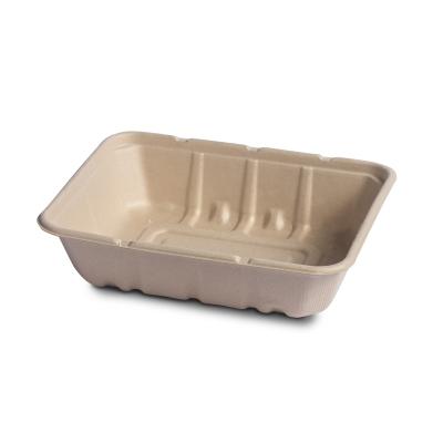 China Eco - Friendly Brown Handmade Paper Lunch Box Rectangular Take Out Can Be Made For Snack Food Packaging for sale