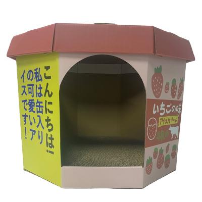 China Handmade Customizable Pet Cat Scratcher Cardboard Box House Cat Work Area Corrugated Paper Environmental Friendly Box for sale