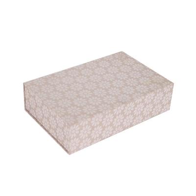 China New creative handmade manufacturer flip paper box pattern gift box lace fabric magnet folding box for sale