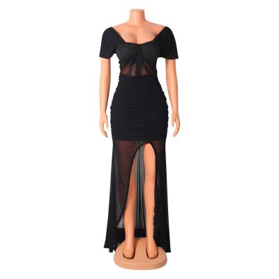 China breast wrapped by explosive Mesh Perspective Split Dress from Anti-wrinkle 2021 for sale