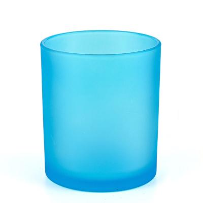 China Home Decoration Matte Color Glass Jar For Candle Holders With Wooden Lid Colorful Empty Candle Jars for sale