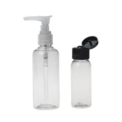 China Clear 50ml Cosmetic Shoulder Pump Bottle Round Sanitizer Pump Bottles for sale