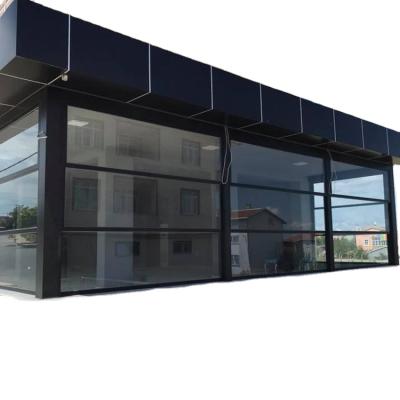 China Automatic Floor Electric Panoramic Aluminum Commercial Glass Frame Trap Electric Vertical Sliding Window for sale