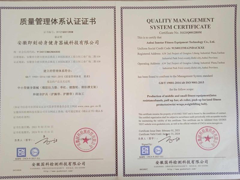 ISO9001 - Anhui Innstar Fitness Equipment Technology Co., Ltd.