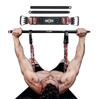 China Hot Selling Amazon RTS Portable Adjustable Hot Selling Bench Press Resistance Band With Bar Body Building Fitness Gym Equipment for sale