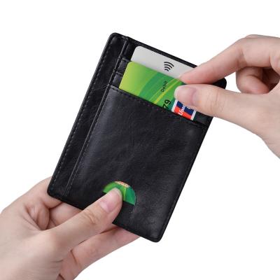 China GENUINE LEATHER Best Selling Ultrathin Mens Wallet with Front Carbon Fiber Holder Men's Credit Card Money Clip Pocket Money Clip for sale