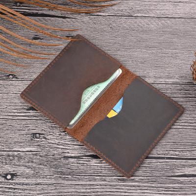 China Retro 2021 Newest Crazy Horse Leather Men Short Leather Bifold Minimalist Wallet Brand Designer Retro Small Cow Top Purse Wallets for sale