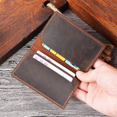 China Factory Price Fashion Crazy Horse Leather 2022 Mini Men Slim Credit Card Holder Wallet for sale