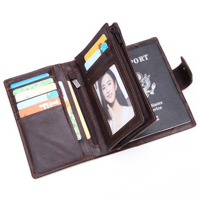 China Fashion Hot Selling Custom Personalized RFID Blocking Genuine Leather Men Travel Wallet Cover Fold Passport Colorful Card Holder for sale