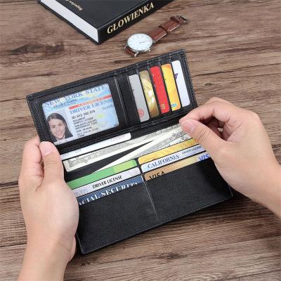 China Wholesale Classic Men's Card Holder RFID Genuine Leather Wallet Long Purse for sale