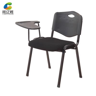 China Vertically stacked custom black plastic ichair fabric pp training chair with writing board for sale