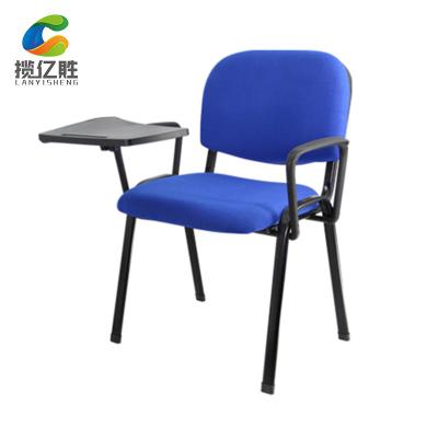 China Hot sale ichair stackable modern blue fabric mesh ergonomic training office chair without wheels with writing board for sale