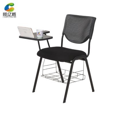 China High Back Stretch Mesh Boss Fashion Office Training Black Plastic Client Chair With Writing Tablet for sale