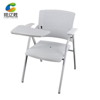 China Training Mesh Chair Conference Folding Writing Stackable Meeting Chair With Writing Tablet for sale