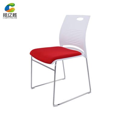 China Stackable Heavy Duty Red Gray Armless Mesh Office Fabric Waiting Chairs for sale