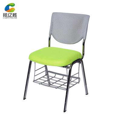 China Vertically Stacked High End Armless Ergonomic Office Training Chair With Metal Shelf for sale