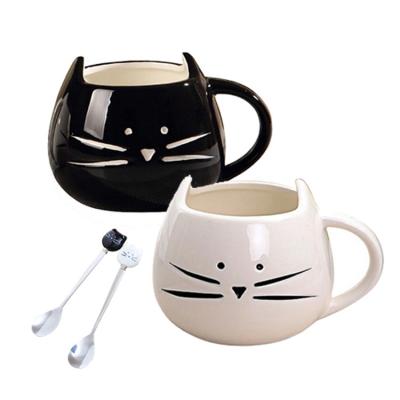 China Black And White Cute Viable Cat Shape Coffee Mug for sale