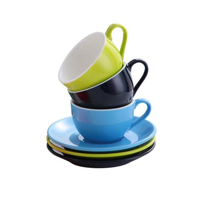 China Viable Color Gloss Ceramic Coffee Cup And Saucer for sale