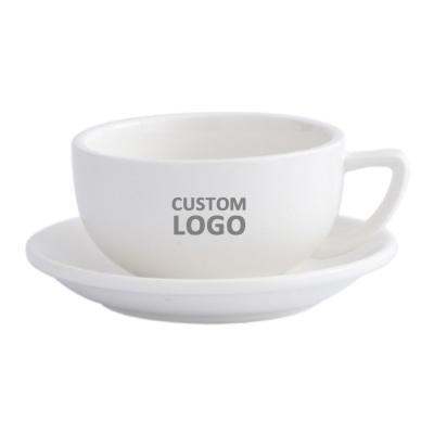 China Viable Custom Porcelain Angel Mouth Wide Coffee Latte Mug for sale