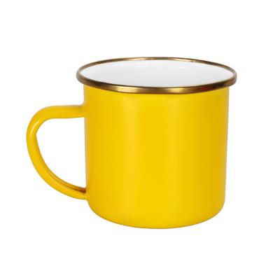 China 350ml Sustainable Colored Metal Enamel Mug Gold for sale