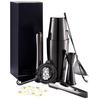 China Bar Tools Black Color 7-Piece Stainless Steel Bartender Kit Cocktail Shaker Set Stainless Steel Bar Copper Bronze Tools for sale