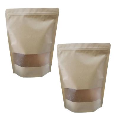 China Zipper Lock Kraft Paper Bag Moisture Proof Self-supporting Food Packaging With Window Zipper Bag Support Customization for sale