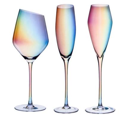 China Customized Colored Wine Glass Mug Goblet Cup Cocktail Glass Drinking Glasses Cup For Wedding for sale