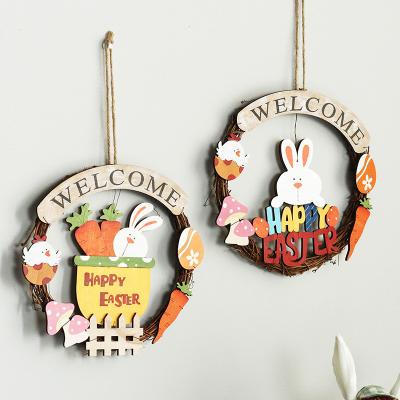 Chine Hanging Wall Indoor Room Decoration Art Wooden Wreaths Welcome Sign for Front Porch Decorations Easter Holiday Gift à vendre