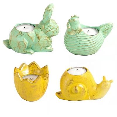 中国 Easter Decorative Candlestick Animal Styling Home Party Decoration Resin Candlestick 販売のため