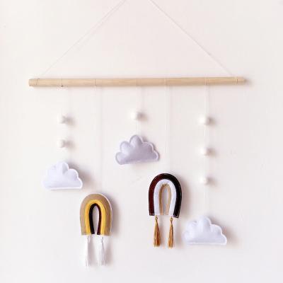 Cina Nordic style stick rainbow felt pendant home wall hanging wall decoration small fresh wall decoration in vendita