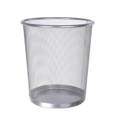 China Round Mesh Wastebasket Recycling Bin Trash Can Bin Metal Wire Mesh Waste Basket Garbage zu verkaufen