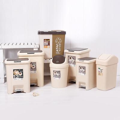 China Pedal Trash Cans Plastic Waste Bins Household Kitchen Bathroom With Lid Press for sale