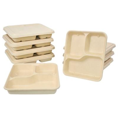 China Eco-friendly Biodegradable Packaging Disposable Bamboo Pulp Fast Food Box With Lids for sale