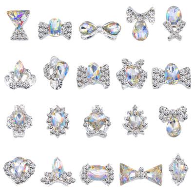 China Other Wholesale Non HotFix 3D Crystal Alloy Nail Rhinestone Charms AB Crystal Nail Art Decorations JC21-JC40 for sale