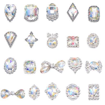 China Wholesale Non HotFix 3D Crystal Alloy Nail Eco-friendly Rhinestone Charms AB Crystal Nail Art Decorations JC41-JC60 for sale