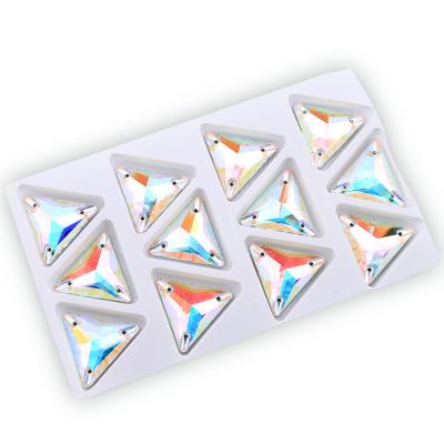 China Wholesales High Quality Eco-friendly Triangle Fancy Shapes Crystal Colors Non Hot-fix Sew On Rhinestone For For Clothes Decoration for sale